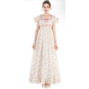 Regency Floral Victorian Dress Cottagecore Renaissance Costume Small